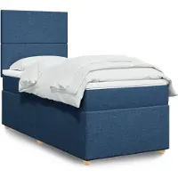 vidaXL Lit boxspring avec matelas bleu 100x200 cm Tissu