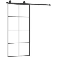 vidaXL Porte coulissante avec ferrure 90x205 cm verre ESG & aluminium