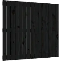 vidaXL Tête de lit murale noire 95,5x3x90 cm pin massif