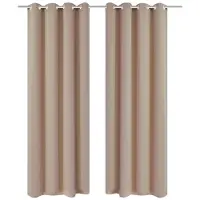 vidaXL 2 pcs Rideau Blackout Occultant Crème avec Œillets en métal 135x245cm