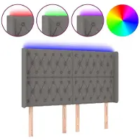 vidaXL Tête de lit LED gris foncé 163x16x118/128 cm Tissu