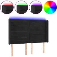 vidaXL LED Tête de lit noir 147x16x118/128 cm velours