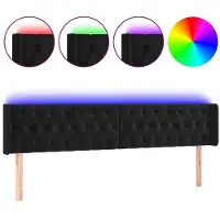 vidaXL LED Tête de lit noir 203x16x78/88 cm velours