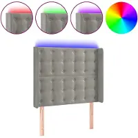 vidaXL Tête de lit LED gris clair 83x16x118/128 cm velours