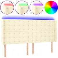 vidaXL Tête de lit LED Crème 147x16x118/128 cm Similicuir