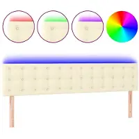 vidaXL LED Tête de lit Crème 200x5x78/88 cm Similicuir