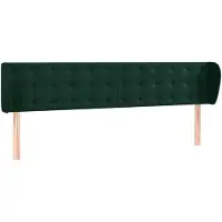 vidaXL Tête de lit avec oreilles vert foncé 163x23x78/88 cm velours