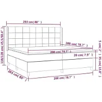 vidaXL Lit boxspring avec matelas Crème 200x200 cm Tissu
