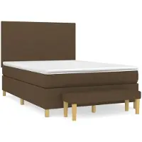 vidaXL Lit boxspring avec matelas brun foncé 140x190 cm Tissu