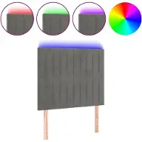 vidaXL Tête de lit LED gris clair 90x5x118/128 cm velours