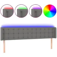 vidaXL Tête de lit LED gris foncé 163x16x78/88 cm Tissu