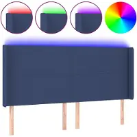 vidaXL Tête de lit LED bleue 183x16x118/128 cm Tissu