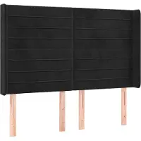 vidaXL Tête de lit avec oreilles noir 147x16x118/128 cm velours