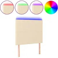 vidaXL Tête de lit LED Crème 90x5x118/128 cm Tissu