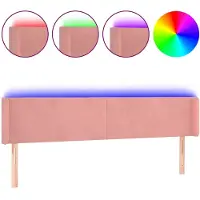 vidaXL LED Tête de lit rose 203x16x78/88 cm velours