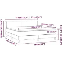 vidaXL Lit boxspring avec matelas noir 160x200 cm Tissu