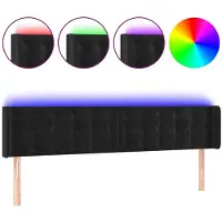vidaXL LED Tête de lit noir 163x16x78/88 cm velours