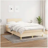 vidaXL Lit Boxspring avec matelas Crème 120x200 cm Tissu