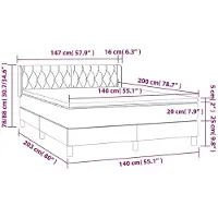 vidaXL Lit Boxspring avec matelas Noir 140x200 cm Tissu