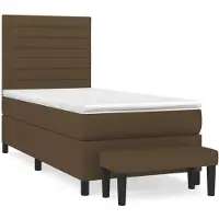 vidaXL Lit boxspring avec matelas brun foncé 100x200 cm Tissu