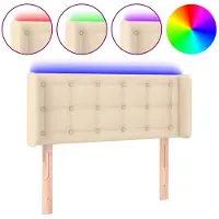 vidaXL Tête de lit LED Crème 93x16x78/88 cm Tissu