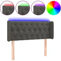 vidaXL Tête de lit LED gris foncé 103x16x78/88 cm velours