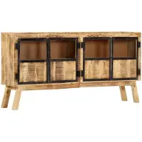 vidaXL Buffet Marron et noir 160x30x80 cm Bois de manguier solide brut