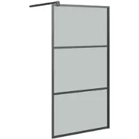 vidaXL Paroi de douche pour douche à l'italienne 115x195 cm verre ESG foncé noir