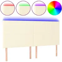 vidaXL Tête de lit LED Crème 200x5x118/128 cm Similicuir