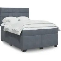 vidaXL Lit boxspring avec matelas gris foncé 140x190 cm velours