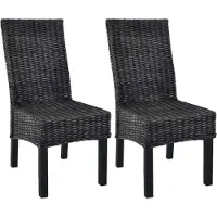vidaXL Chaises de salle à manger 2 pcs. noir Kubu rotin et bois de mangue
