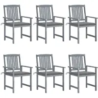 vidaXL Chaises de jardin avec coussins 6 pcs. Bois massif acacia gris