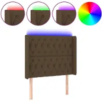 vidaXL Tête de lit LED brun foncé 103x16x118/128 cm Tissu