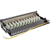 InLine Panneau de raccordement , ensemble table / mur Cat.6A, 12 ports, noir RAL9005