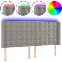 vidaXL Tête de lit LED gris clair 183x16x118/128 cm velours