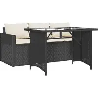 vidaXL Ensemble de jardin 2 pièces avec coussins Noir Poly Rattan