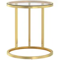 vidaXL Table d'appoint Doré et transparent 45 cm Verre trempé