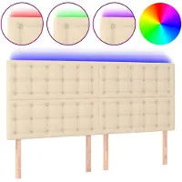vidaXL Tête de lit LED Crème 160x5x118/128 cm Tissu