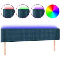 vidaXL Tête de lit LED bleu foncé 203x16x78/88 cm velours
