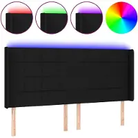 vidaXL Tête de lit LED noir 203x16x118/128 cm Tissu