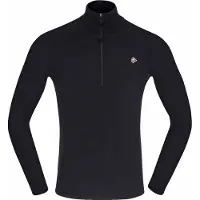 Norrøna - Haut en laine de mérinos - Femund Pureull Zip Neck M Caviar Black en Laine - Taille M - Noir
