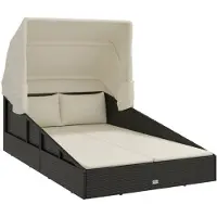 vidaXL Chaise longue avec toit pliant noir 200x114x128 cm Poly rotin