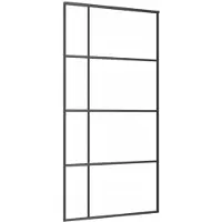 vidaXL Porte coulissante verre ESG et aluminium mat 102,5x205 cm noir