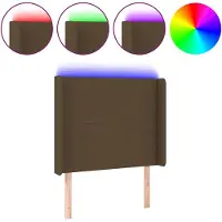 vidaXL Tête de lit LED brun foncé 103x16x118/128 cm Tissu