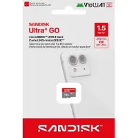 SanDisk Ultra GO, 1,5 To, MicroSDXC, UHS-I, 190 Mo/s, V10, Gris, Rouge