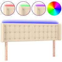 vidaXL Tête de lit LED Crème 147x16x78/88 cm Tissu