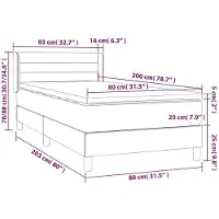 vidaXL Lit boxspring avec matelas noir 80x200 cm tissu