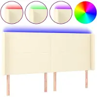 vidaXL Tête de lit LED Crème 203x16x118/128 cm Similicuir
