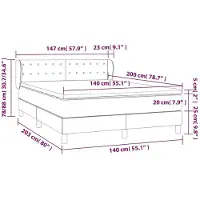 vidaXL Lit boxspring avec matelas Marron foncé 140x200 cm Tissu