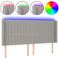 vidaXL Tête de lit LED gris clair 183x16x118/128 cm Tissu